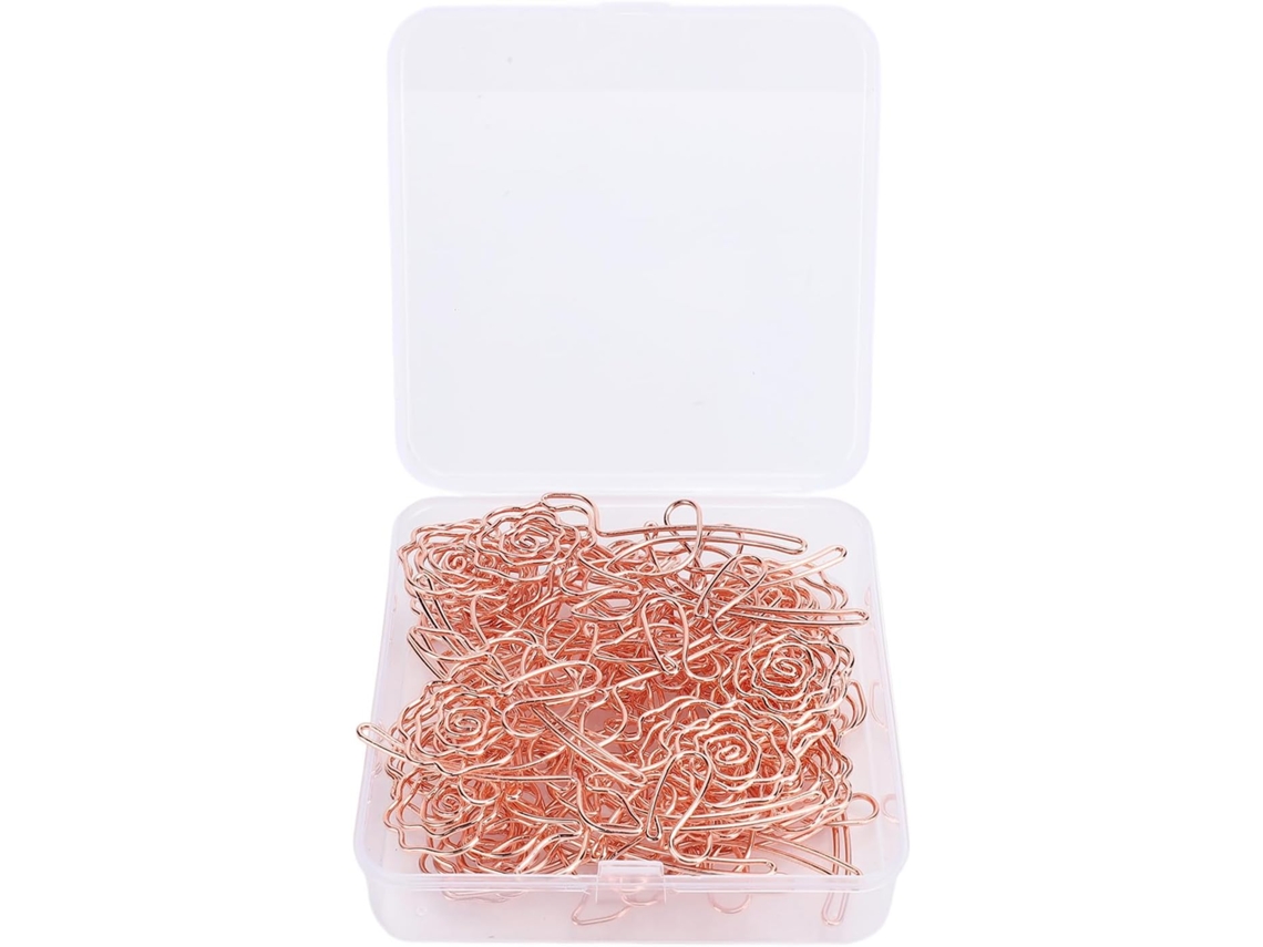 30-clipes De Papel Multifuncionais Em Aço Inoxidável Com Formato Rosa Delicado, Clipes Marcadores De Páginas E