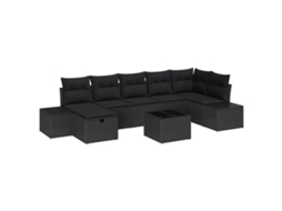 Conjunto 8 Móveis Para Exterior Vidaxl Preto Vime Pe (319 X 154 X 85 Cm)