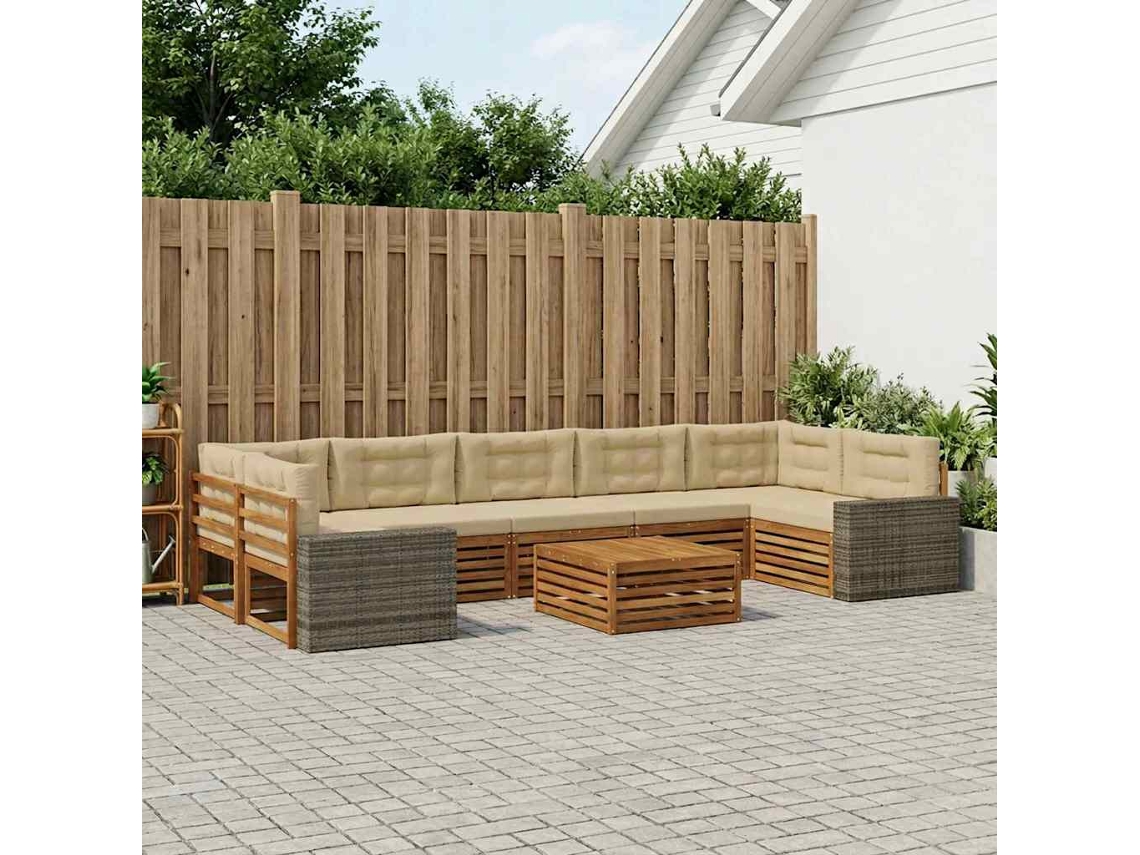 Vidaxl Conjunto De Sofás Para Exterior 8 Pcs Natural E Bege