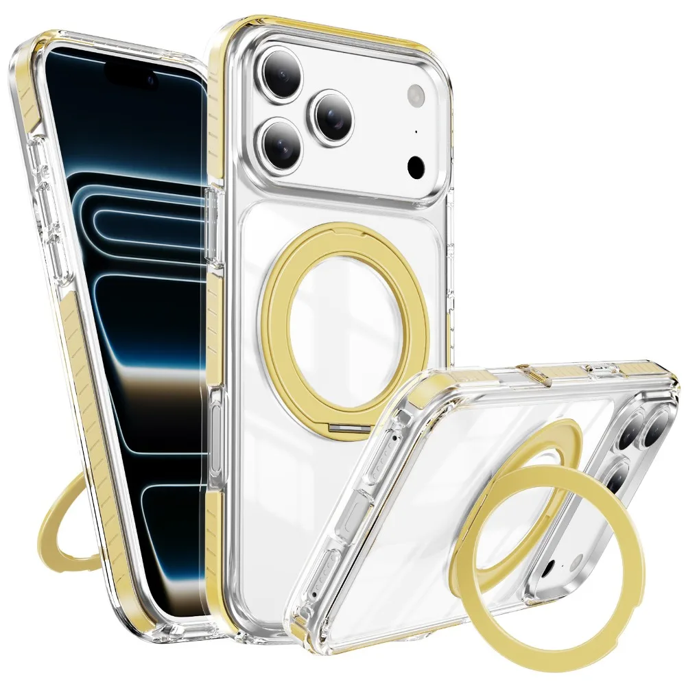 Capa Para Celular (amarela, Iphone 13), Compatível Com Magsafe, Suporte De Anel Giratório 360°