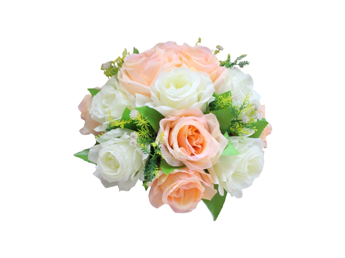 Laxiscreed Bouquet De Flores Artificiais Para Casamento Em Esfera, Branco E Champagne De Fábrica