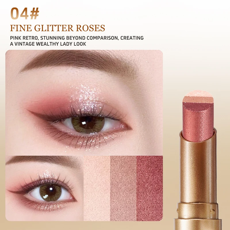 Sombra Em Bastão De Três Cores, Brilhante E Ideal Para Iniciantes.
