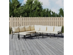 Vidaxl 9 Pcs Conjunto Lounge De Jardim Aço C/ Almofadões Areia