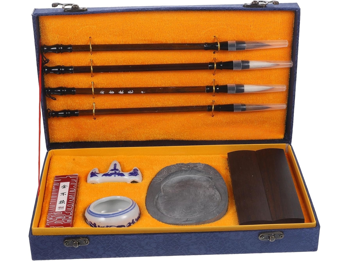 Kit de Caligrafia Chinesa de 10 Peças com Pedra de Tinta Profissional Durável, Profissional CHABERLU