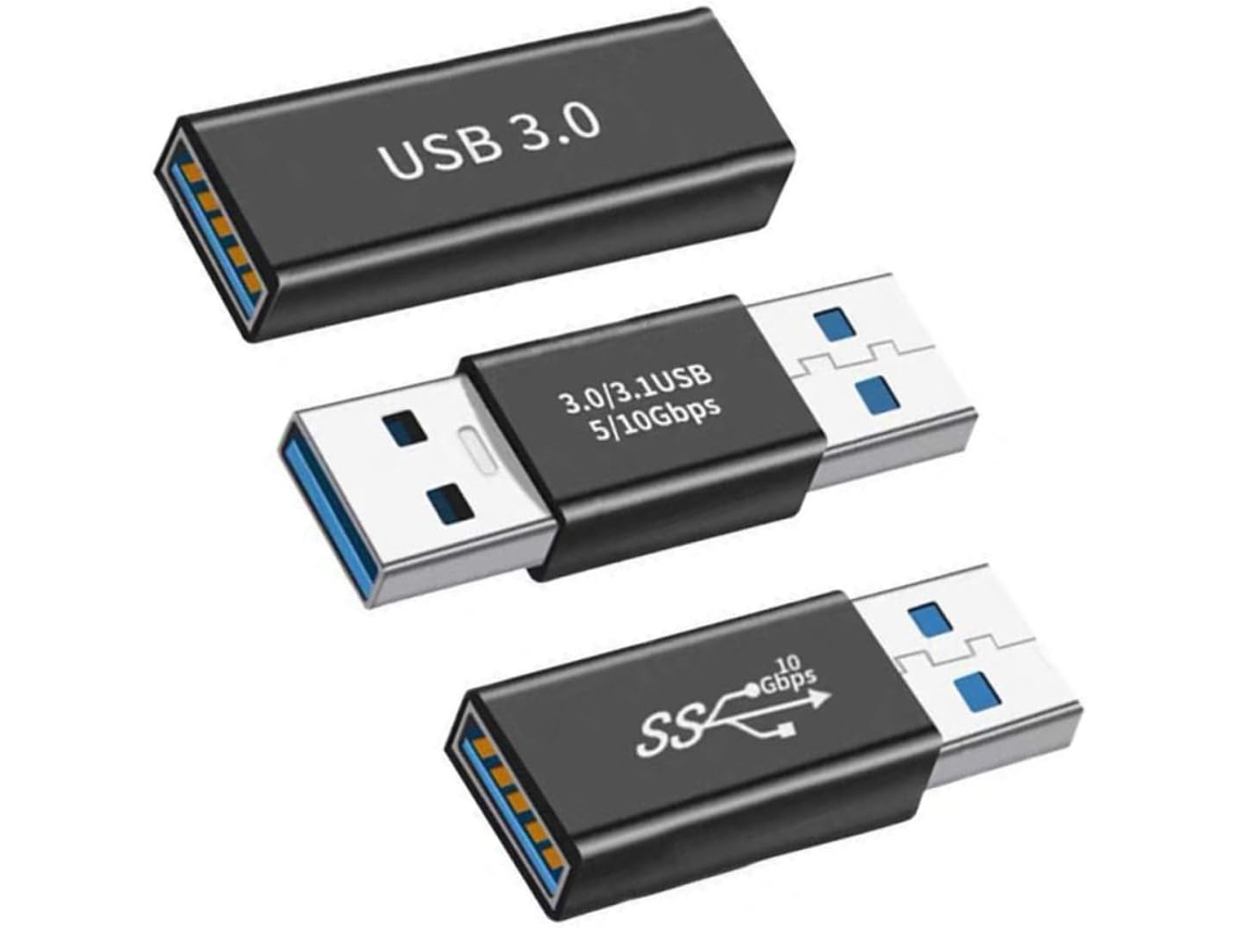 Adaptador Usb 3.0 Para Carregamento De Laptops E Pcs, Conjunto De 3 Peças , Material De Liga Resistente À Pressão Gokoco (macho E Fêmea)