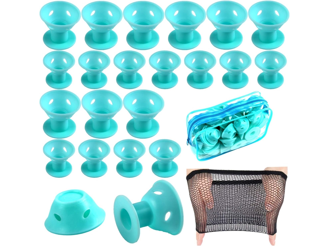 40 Rolos De Cabelo Mágicos Ciano, 20 Grandes E Pequenos, Silicone, Sem Necessidade Aquecimento, Para Mulheres Meninas Com Cabelos-aquaforge