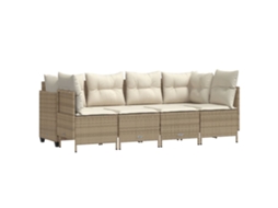 Conjunto de 5 sofás para jardim com almofadões Vime Pe Bege MAISON EXCLUSIVE (5 peças)
