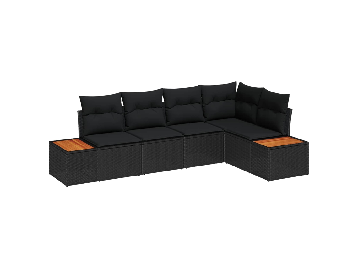 Maison Exclusive - Conjunto De Sofá De Jardim 5 Pcs Preto Rattan Sintético
