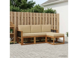 Vidaxl Conjunto De Sofás Para Exterior Com Almofada 4 Pcs Natural