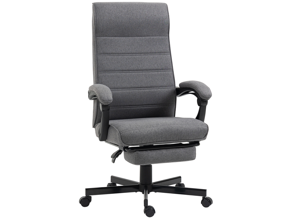 Cadeira De Escritório Giratória Reclinável Com Altura Ajustável E Apoio Para Os Pés Retrátil 68x67x106-114 Cm Cinza