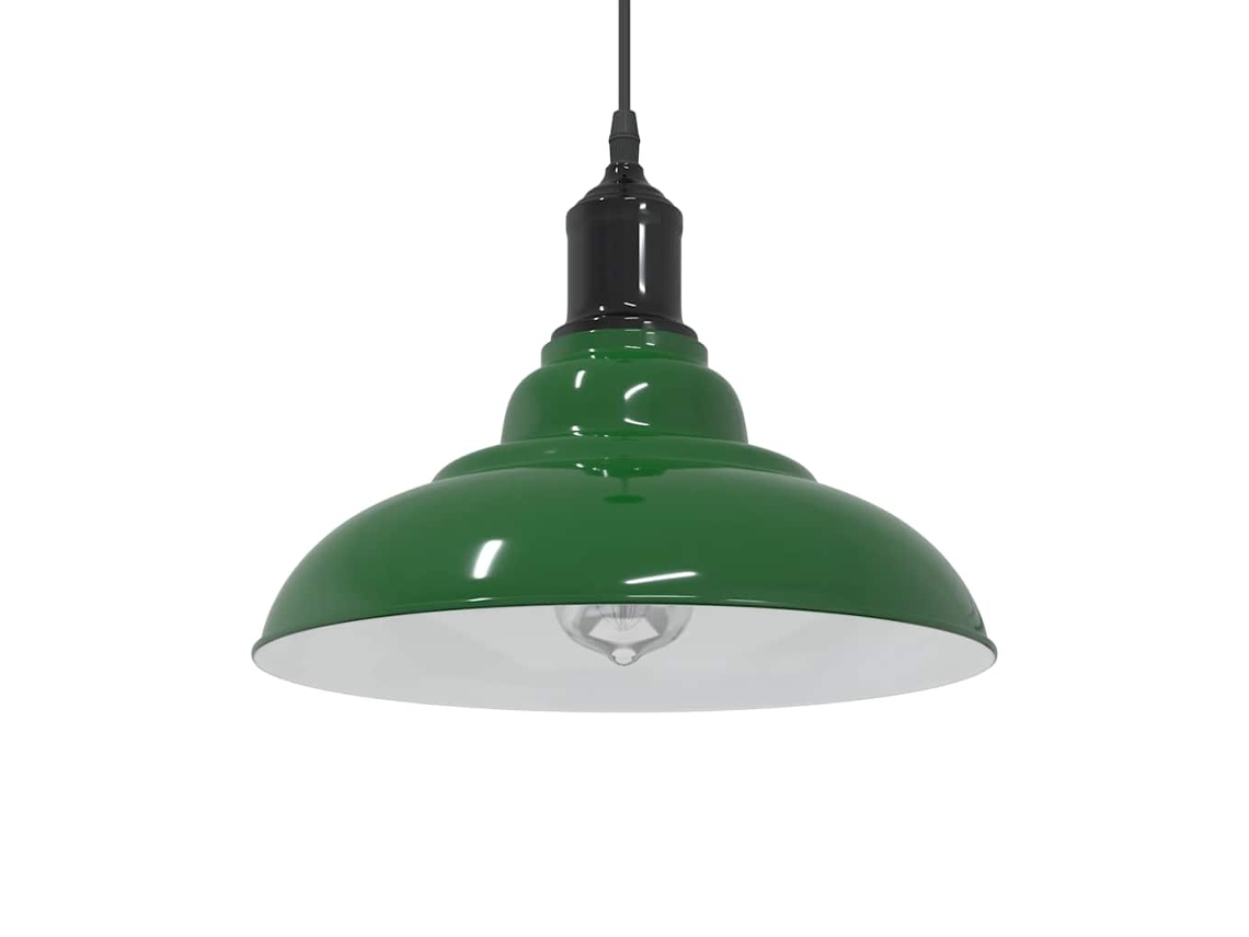 Vidaxl Candeeiro Suspenso Regulável Altura E27 Verde Brilhante Ø31cm