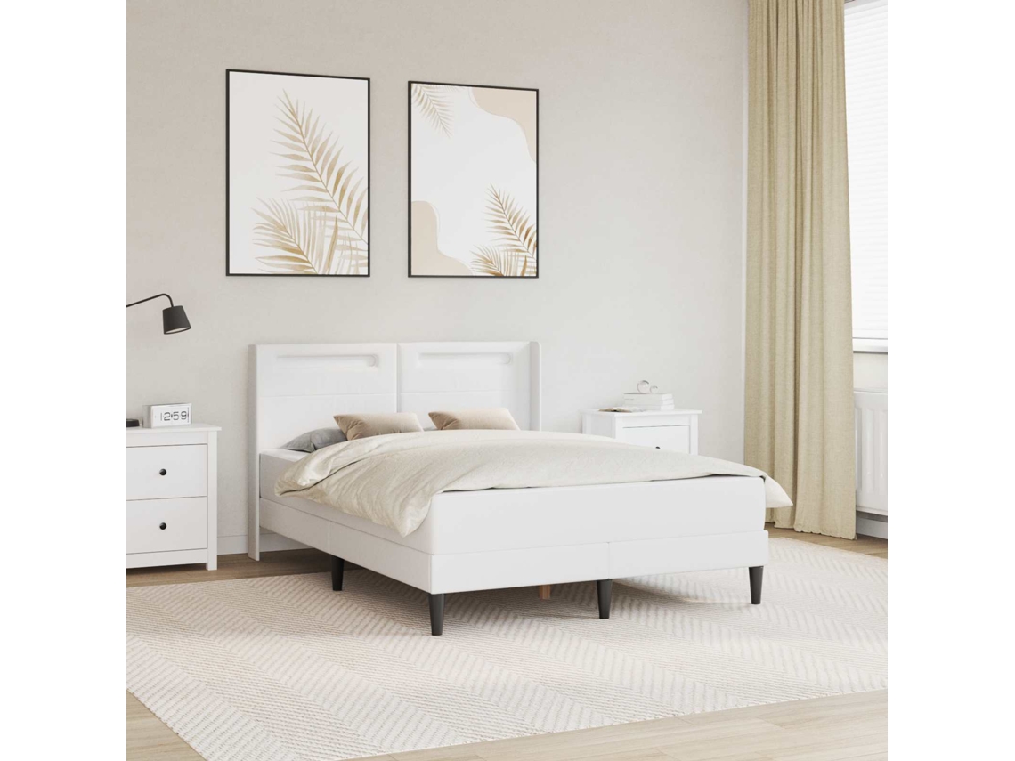 Vidaxl Estrutura De Cama Com Colchão Branco 140 X 200 Cm