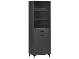 Buffet alto industrial, cinza, aspecto de Carvalho Claro BTFORUS