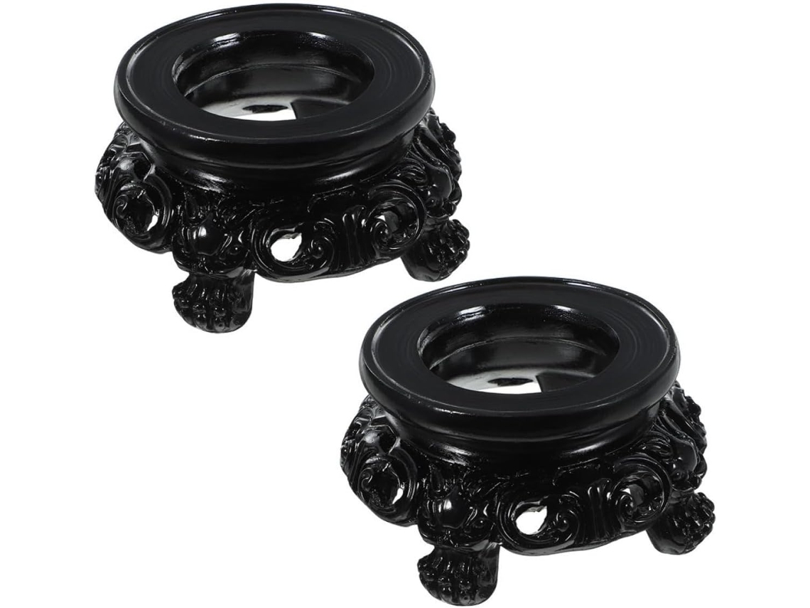 Esfera Cristal Resina Preta Suporte Estável Elegante Decoração Escritório Conjunto 2 Base Casa GOKOCO