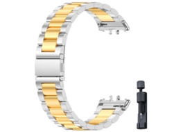 Pulseira De Aço Inoxidável Com Três Elos, Adequada Para O Relógio Samsung Galaxy Fit3.ouro Banhado A Prata Yunzii