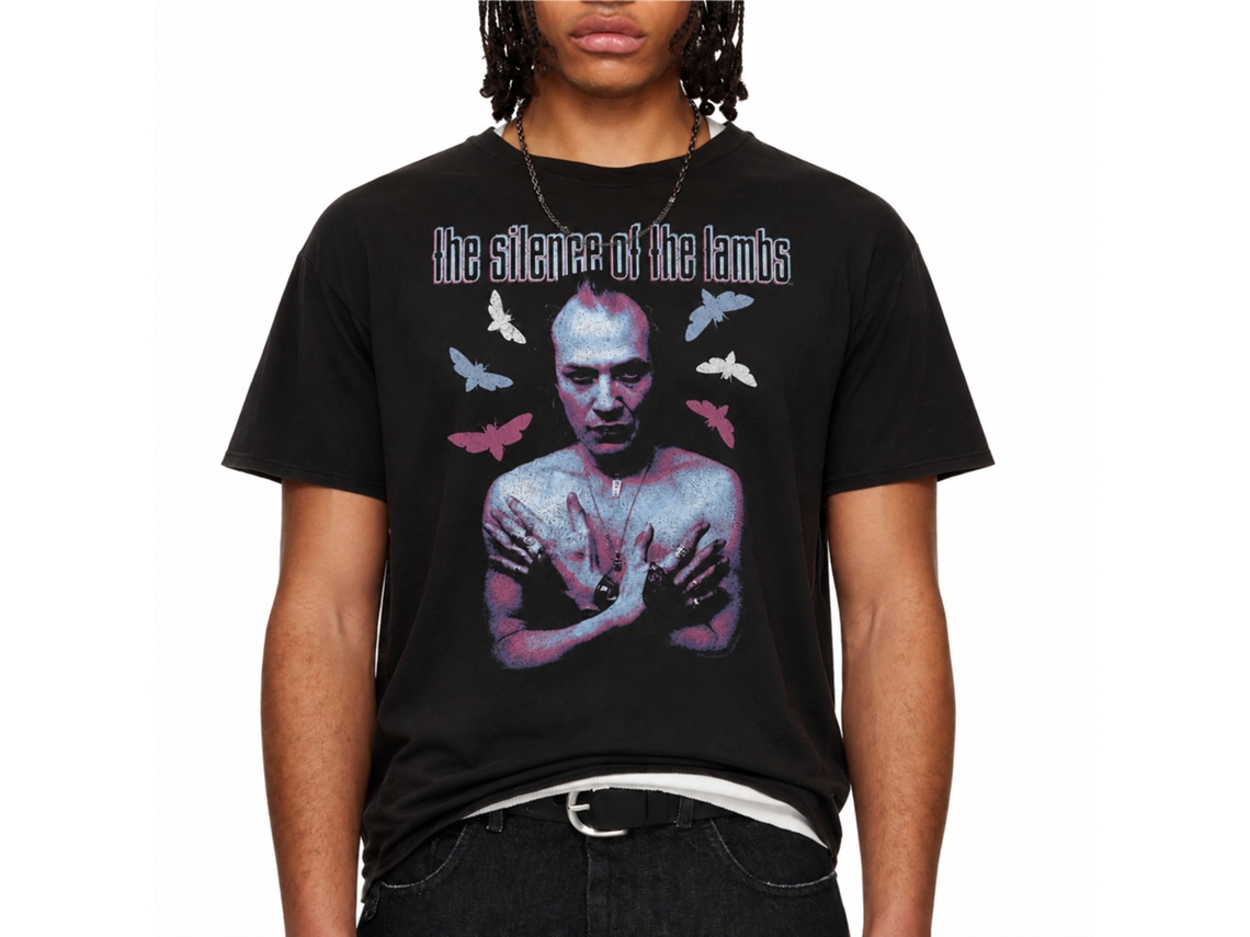 Rockinstone Silence Of The Lambs Movie Bill Neon Colors Black Adult T-shirt Size:s