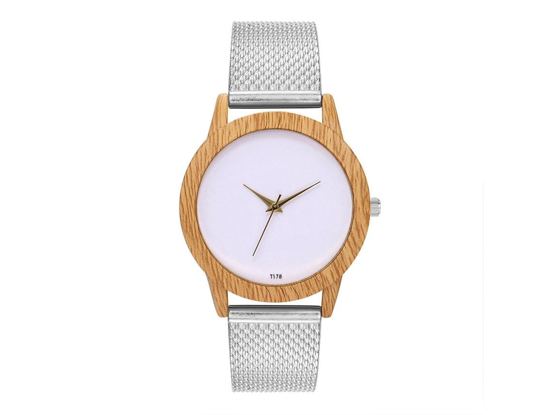 Relógio de Quartzo Feminino Simples com Pulseira de Malha Prata para Mulheres e Meninas