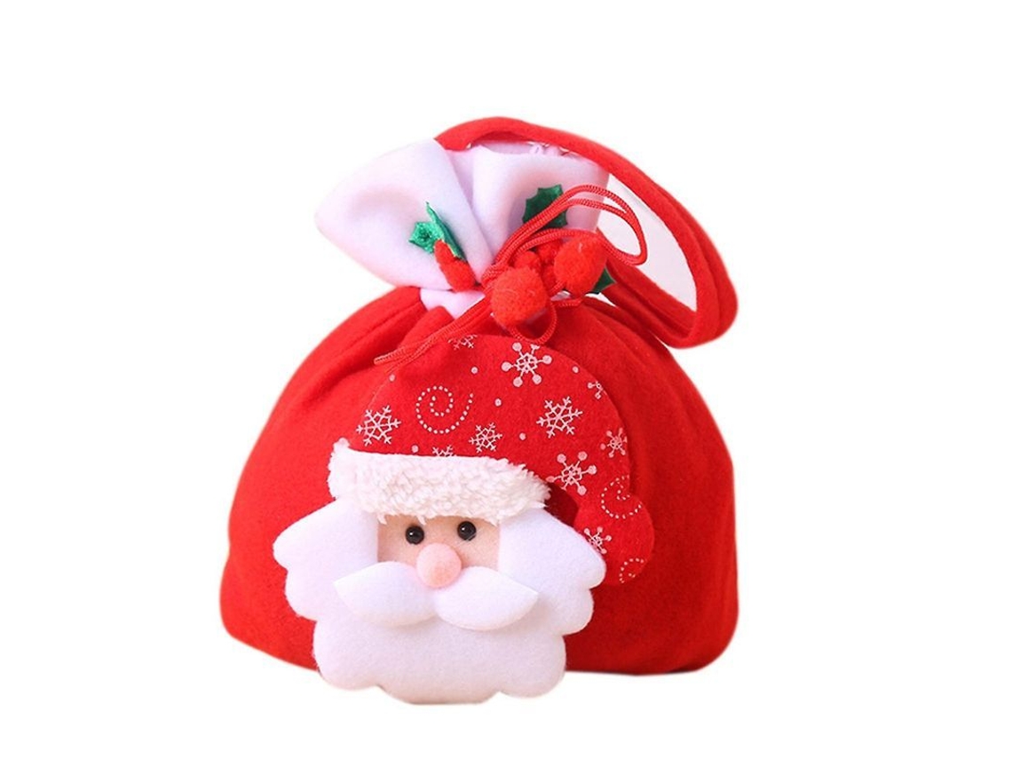 Bolsa De Cuerda Navideña Reutilizable De Tela Para Regalos Con Diseño Navideño
