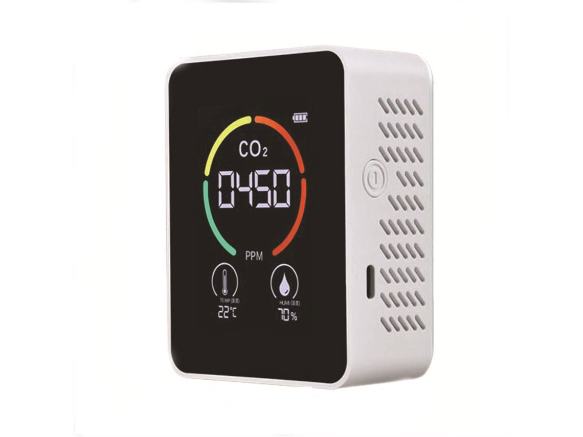 Medidor De Qualidade Do Ar Para Co2, Temperatura, Umidade, Branco