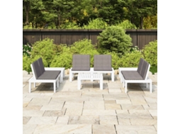 Vidaxl 6 Pcs Conjunto Lounge De Jardim C/ Almofadões Plástico Branco