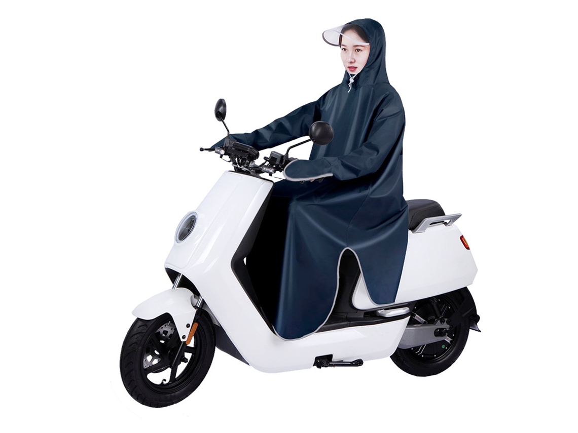 Impermeável Oxford para Bicicleta Elétrica com Manga Proteção 5XL Azul Marinho