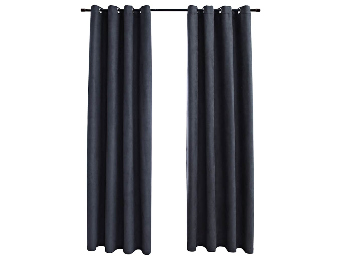 Maison Exclusive - Cortinas Blackout C/ Argolas Em Metal 2 Pcs 140x175cm Antracite