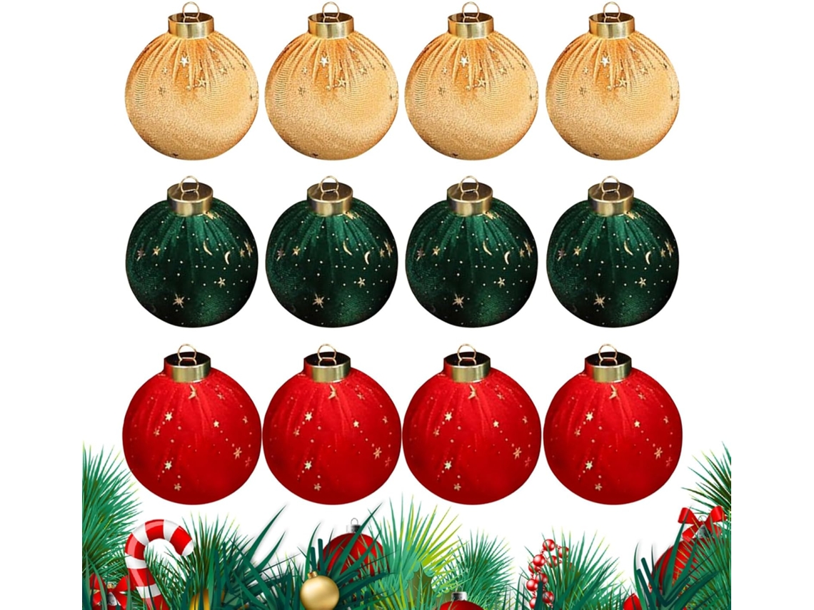 Enfeites De Natal Para Árvore De Natal | 12 Enfeites De Veludo Para Pendurar | Ornamentos Inquebráve Gokoco
