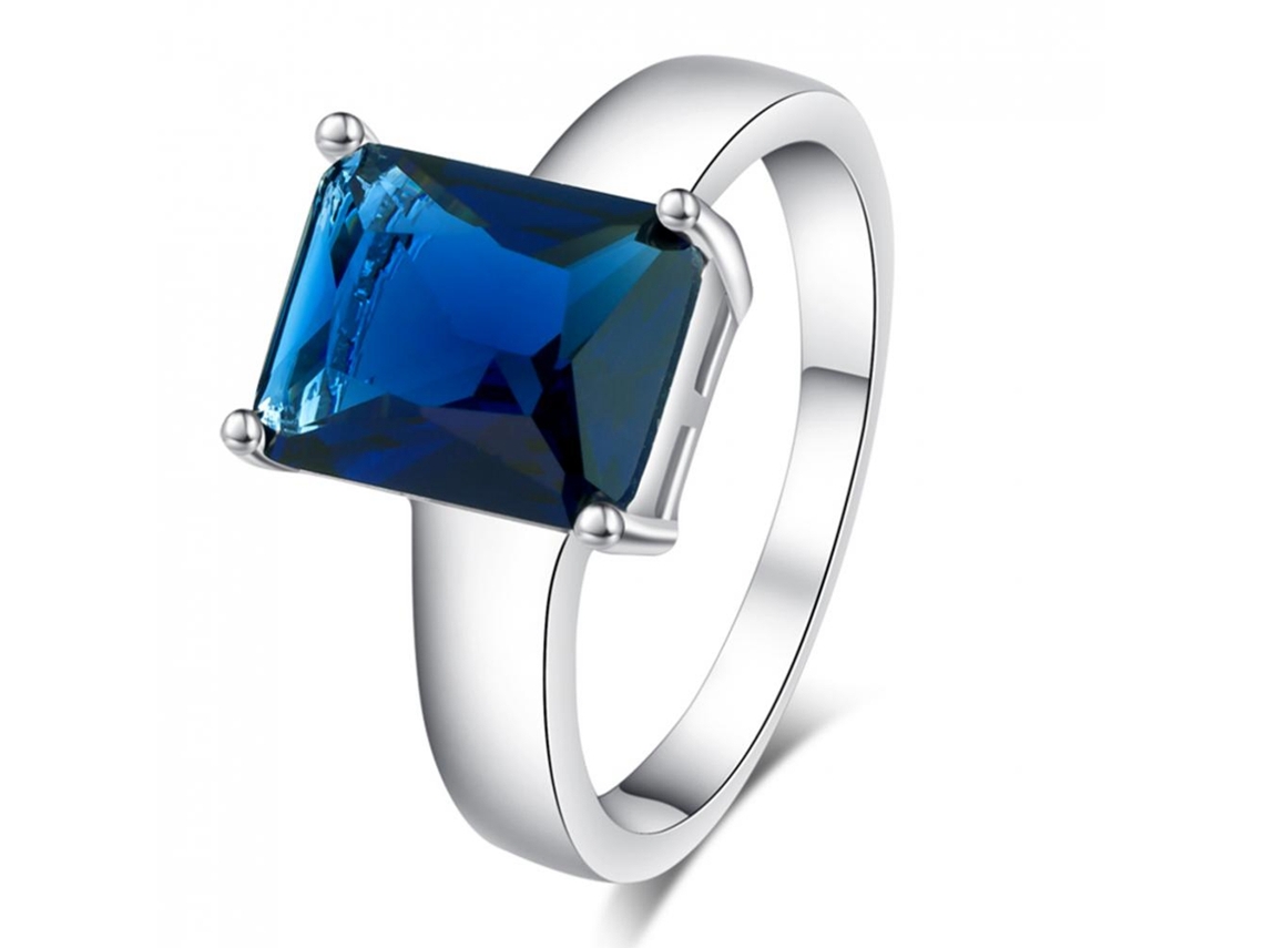 Anel Masculino Elegante Decorado Com Zircão Azul