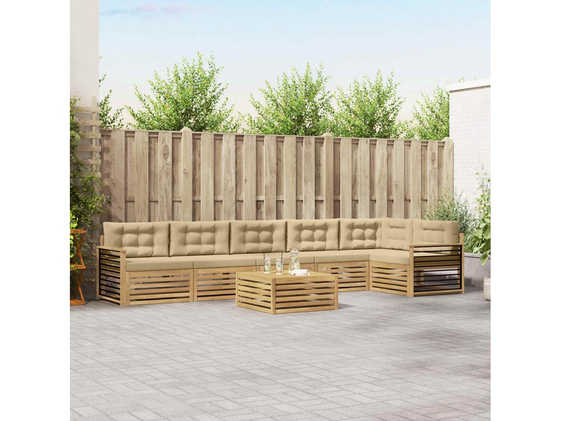 Vidaxl Conjunto De Sofás Para Exterior 7 Unid. Branco E Bege