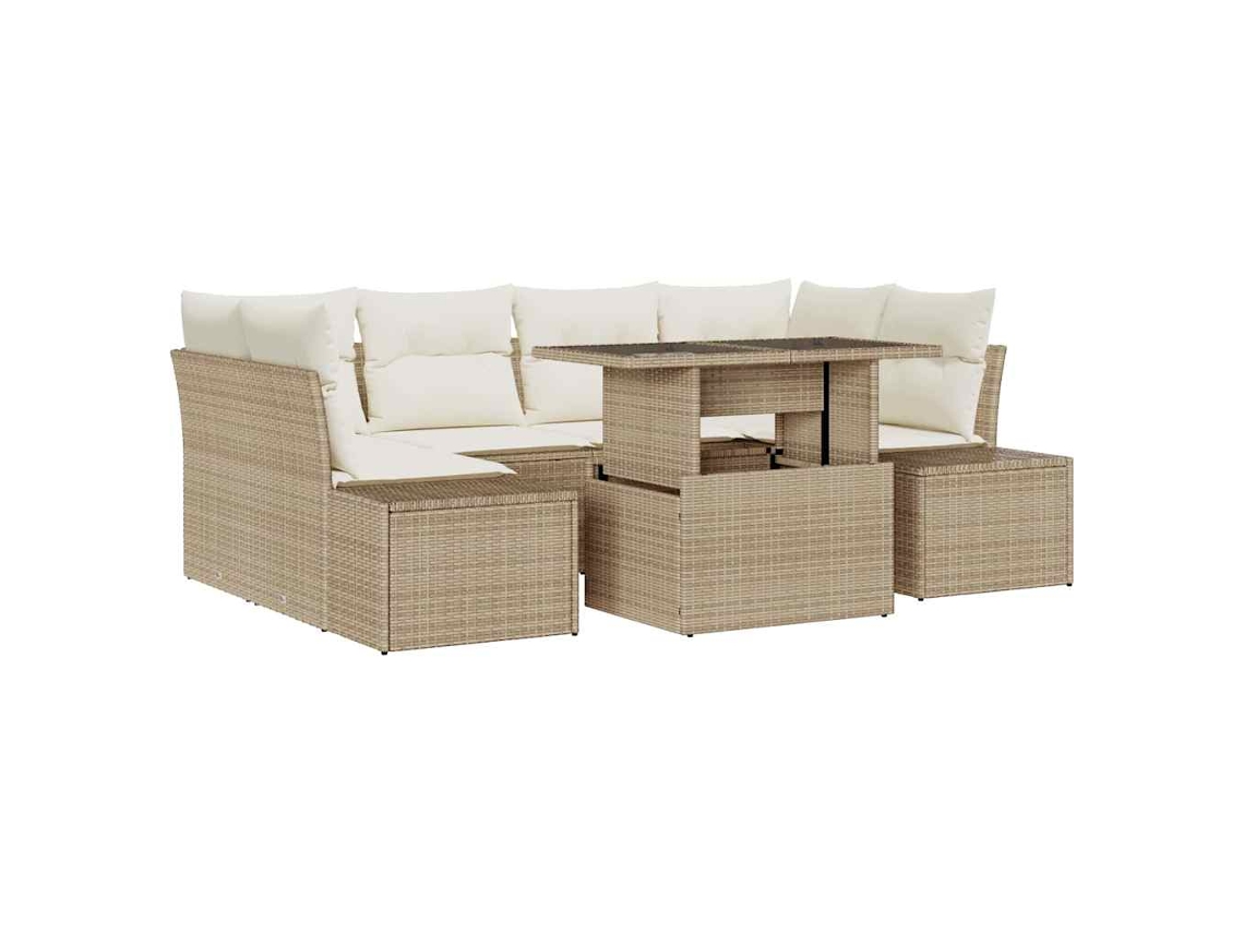 Maison Exclusive - Conjunto De Sofás Com Almofada 7 Pcs Bege E Creme Vime Pe