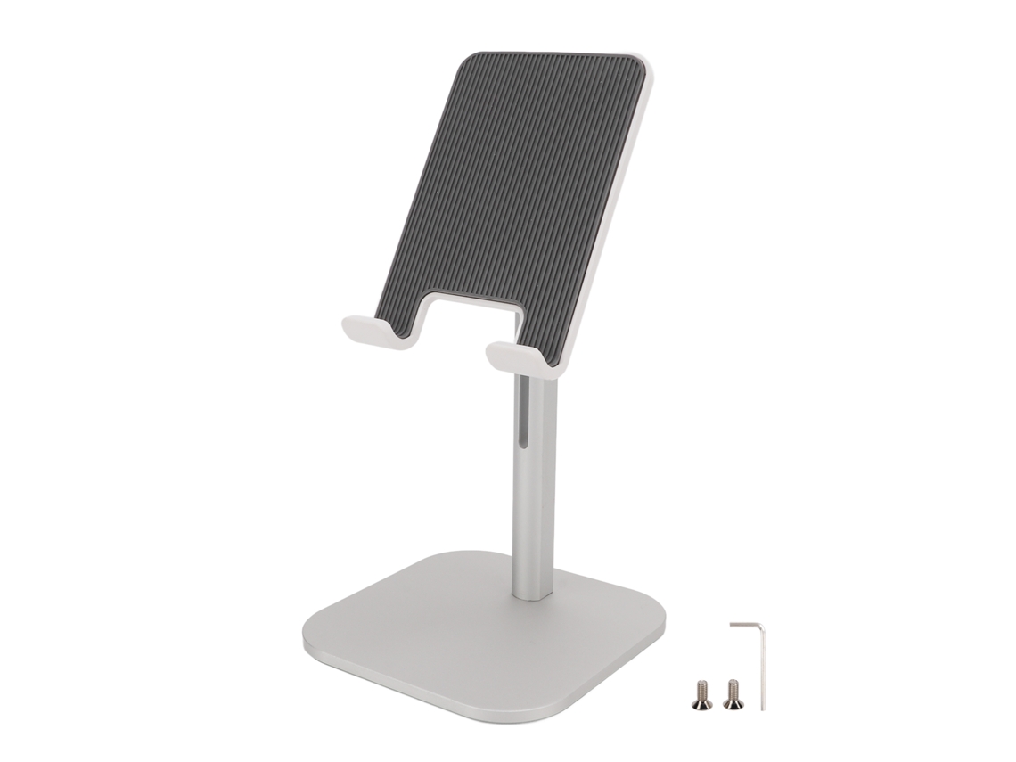 Suporte Para Telefone Ergonômico Base Peso Suave Ajustável Ângulo Para Móvel Tableta Prata