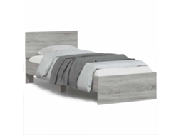 Vidaxl Estrutura De Cama C/ Cabeceira/luzes Led 90x190 Cm Cinza Sonoma
