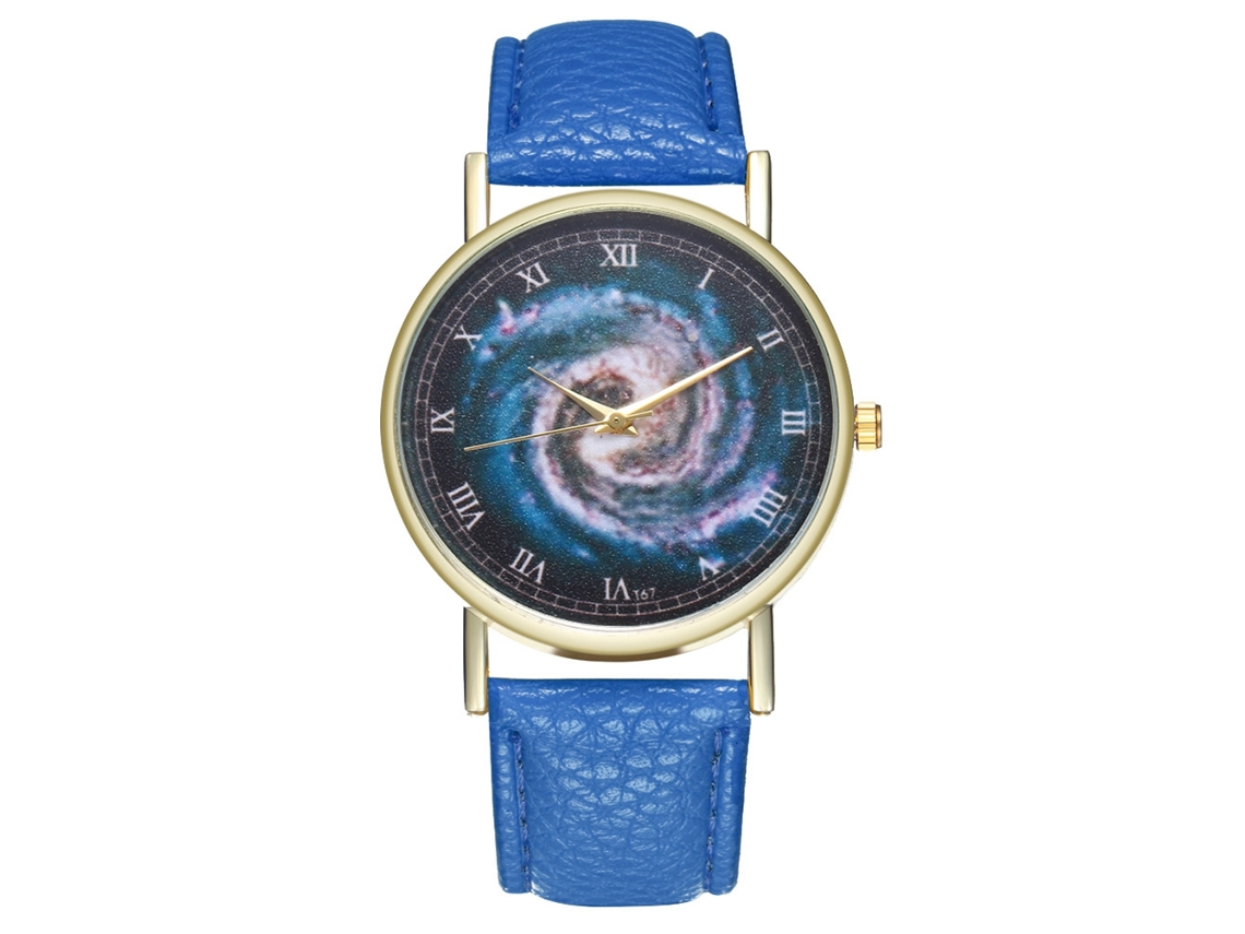 Reloj De Cuarzo Unisex Con Correa De Cuero Pu, Dial Universal, Números Romanos (azul Real)