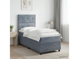 Vidaxl Cama Box Spring Com Colchão Cinzento-escuro 90 X 190 Cm Veludo