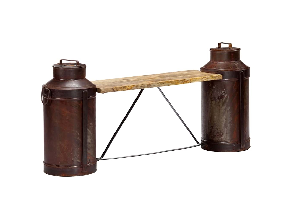 Vidaxl Banco Vasilhas De Leite 150x33x64cm Madeira De Mangueira Maciça