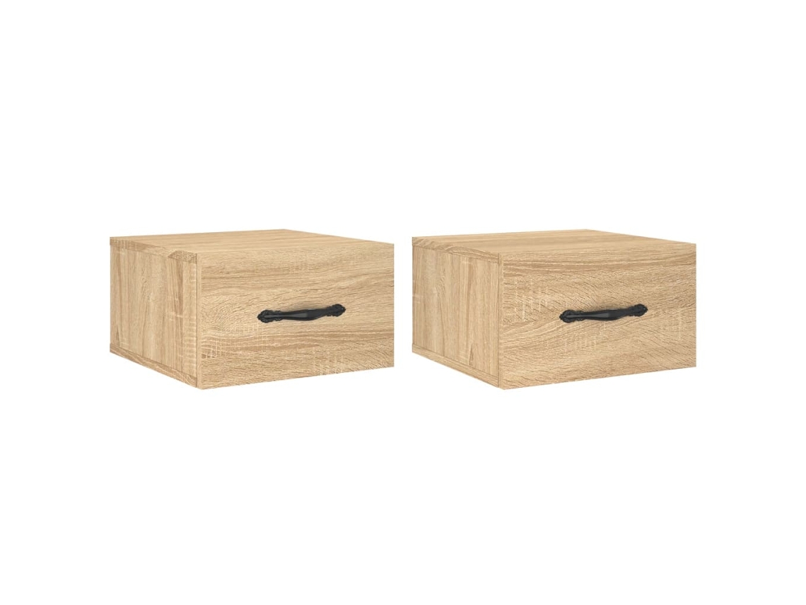 Conjunto de 2 Mesas de Cabeceira de Parede Cor Carvalho Sonoma MAISON EXCLUSIVE (35x35x20 cm)