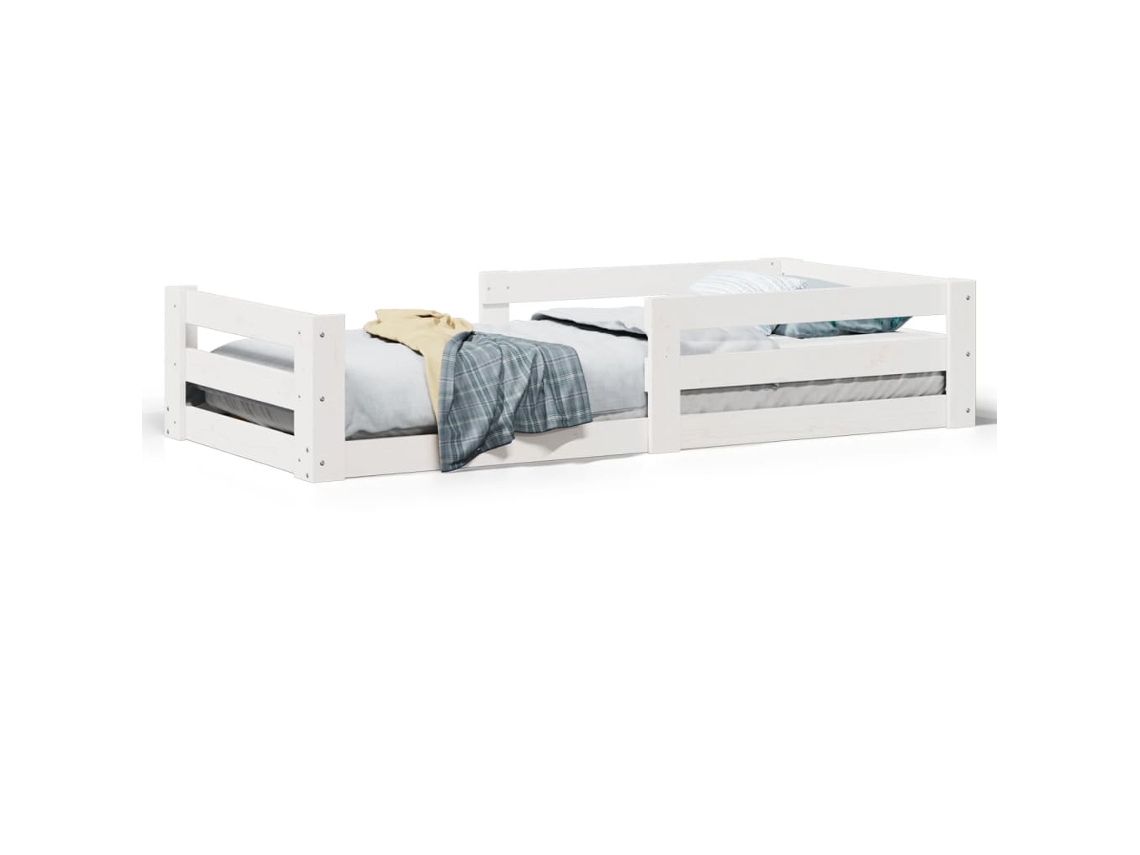 Cama Sem Colchão Madeira de Pinho Maciça Branco 100x200 cm MAISON EXCLUSIVE