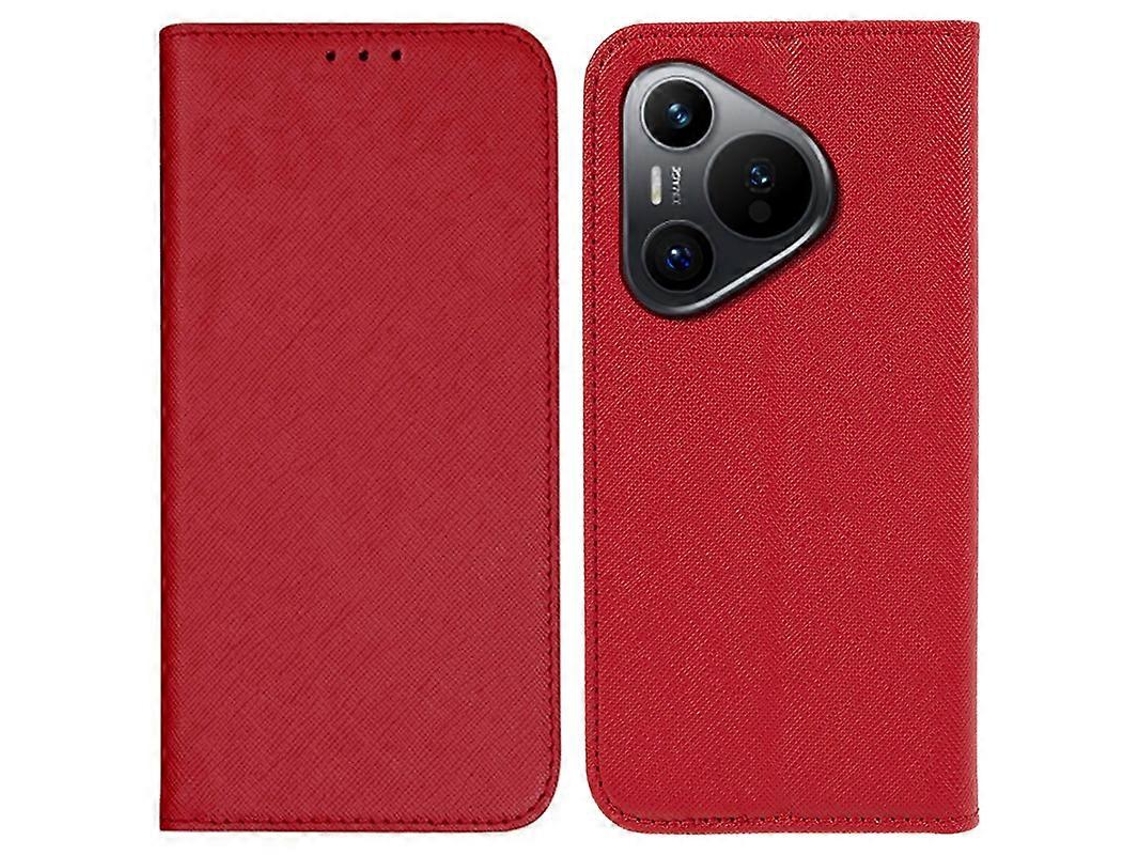 Compre Capa Flip De Couro Com Textura Cruzada Para Huawei Pura 70, Capa Com Absorção Magnética, Vermelha