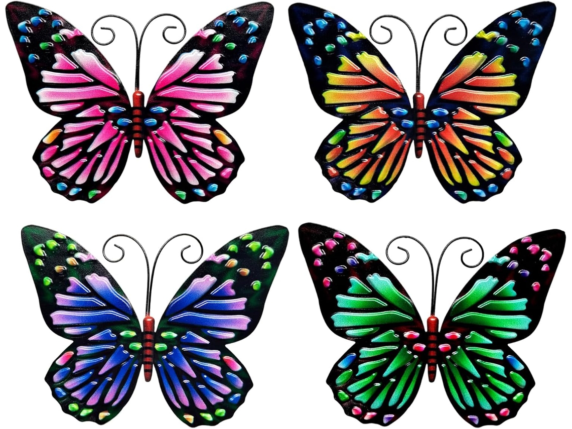 Conjunto de 4 Peças Decorativas Parede em Ferro 3d Alipis, Cores Rústicas. Ideal para Ambientes Internos e Ext