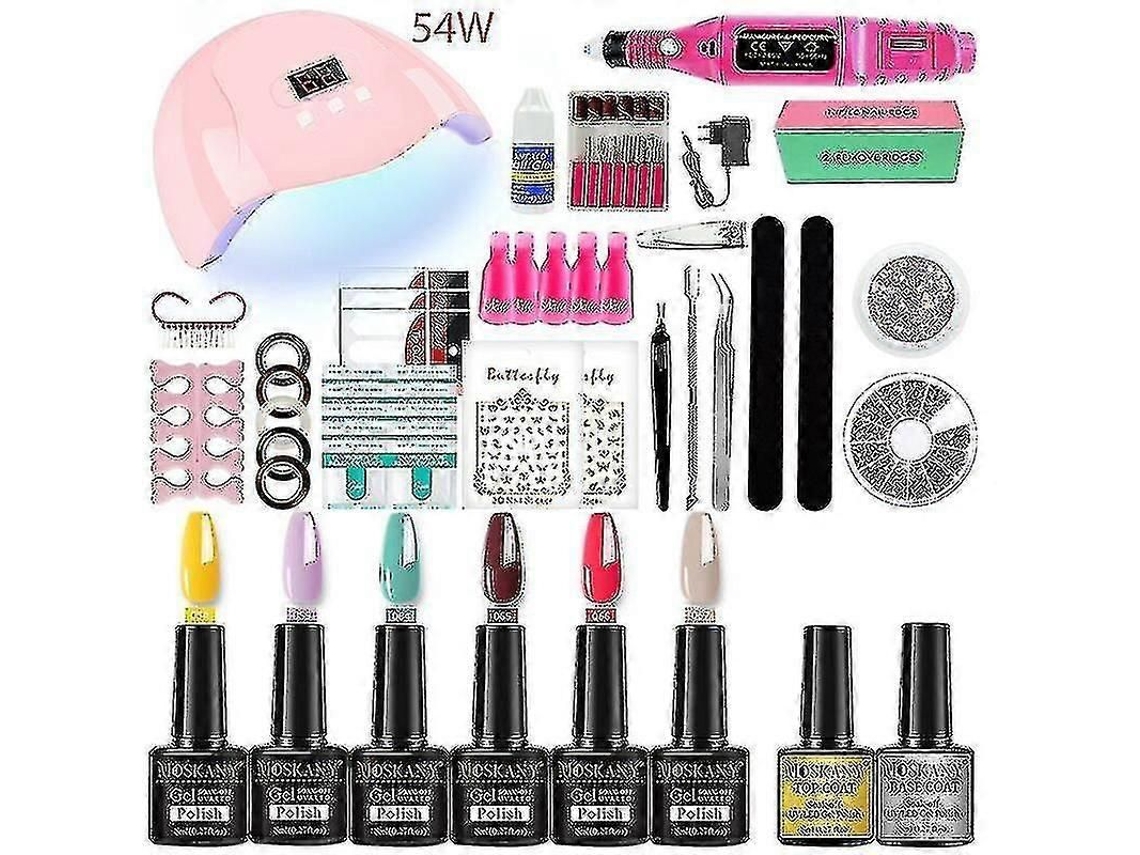 Kit de Unhas Gel Profissional Conjunto com 120w/54w Lâmpada Unha Uv e Broca Compatível Todo o G El Secagem Esmalte M GOKOCO