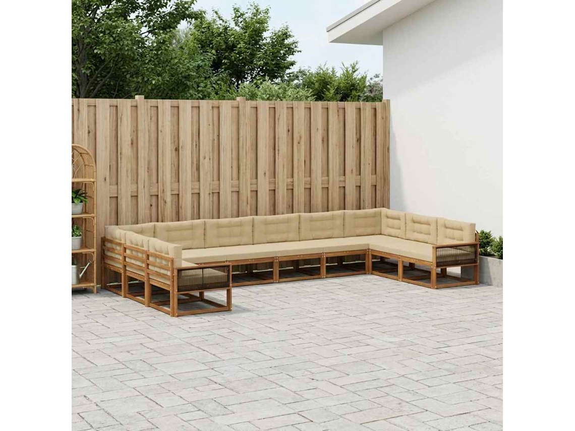 Vidaxl Conjunto De Sofás Para Exterior 10 Unid. Natural E Bege