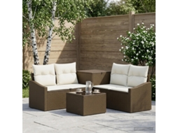 Vidaxl Conjunto De Sofás 6 Unid. Marrom E Branco Creme