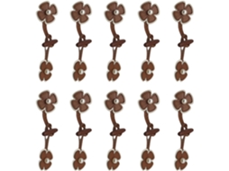 Conjunto De 10 Botões De Costura Em Couro Sintético De Chifre Retrô, Estampa Floral, Acessórios Para Jaquetas.