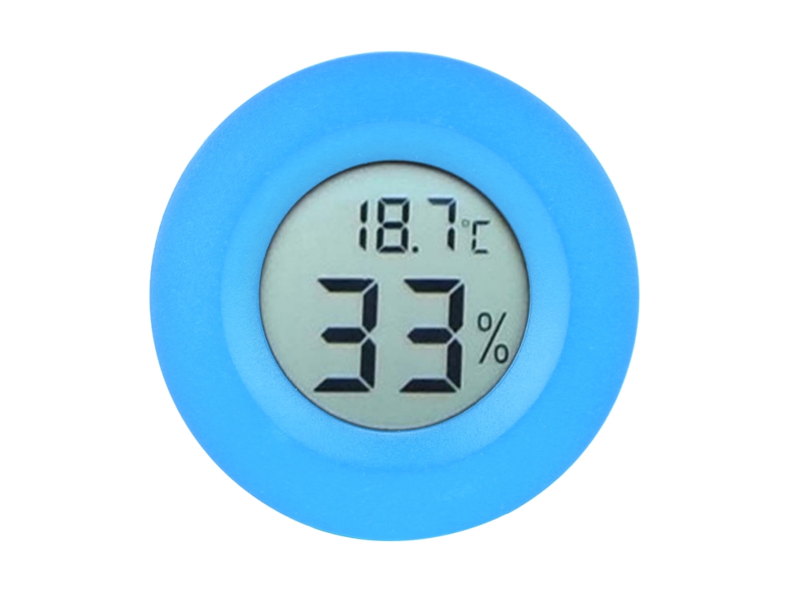 Termômetro Higrômetro Digital LCD, Circular, Mini Embutido, para Interior, Azul | S/MARCA