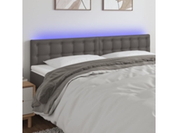Vidaxl Cabeceira Cama C/ Led 180x5x78/88cm Couro Artificial Cinzento