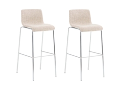 Conjunto De 2 Bancos De Bar Estrutura De 4 Pernas Em Tecido Hover Creme/cromo Clp