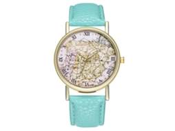 Relógio de Pulso Unisex Zhoulianfa Quartzo Couro Pu Padrão Mapa Cor Menta