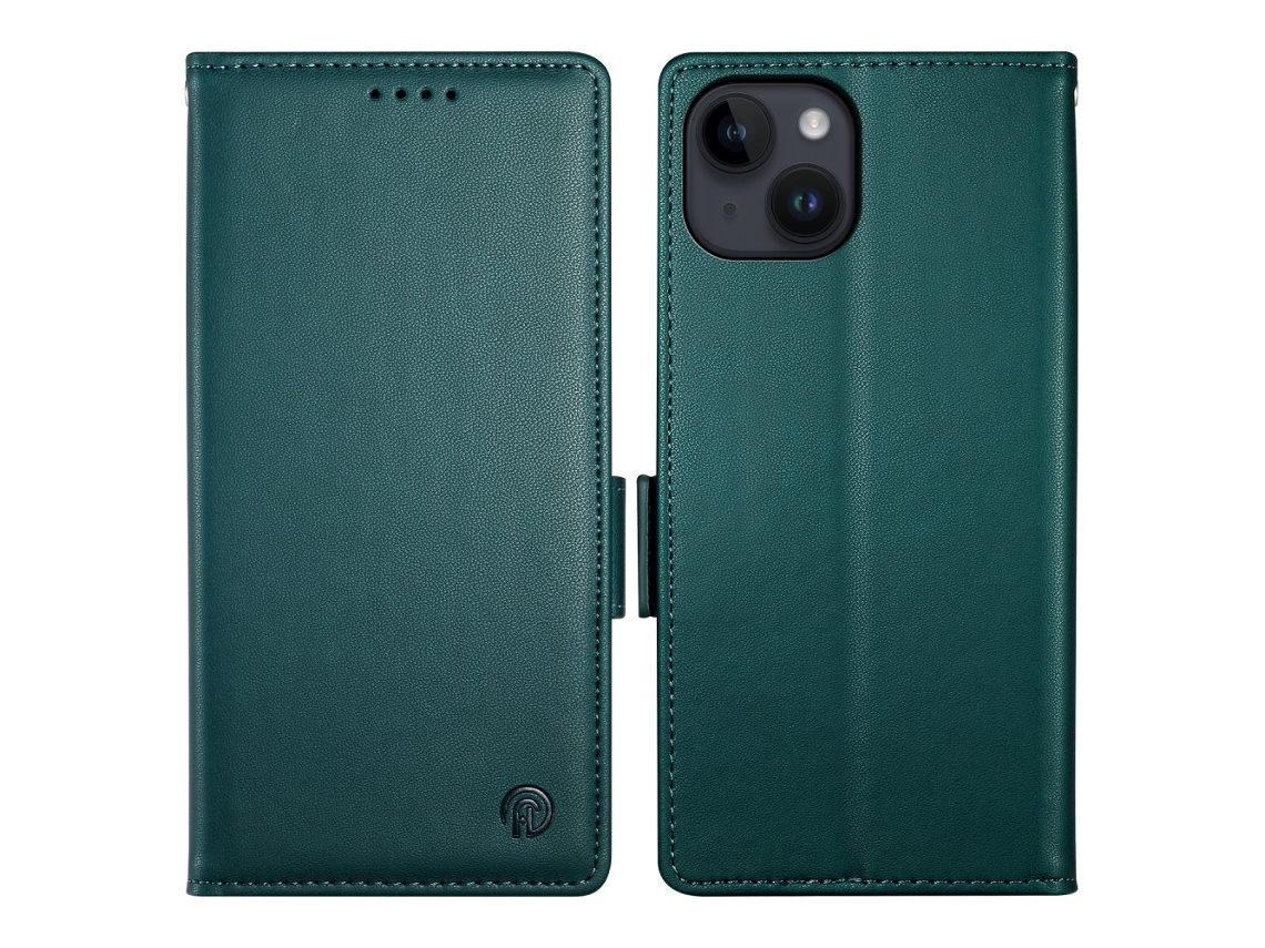 Capa Para Iphone 15 Pele Sintética Magnética Verde