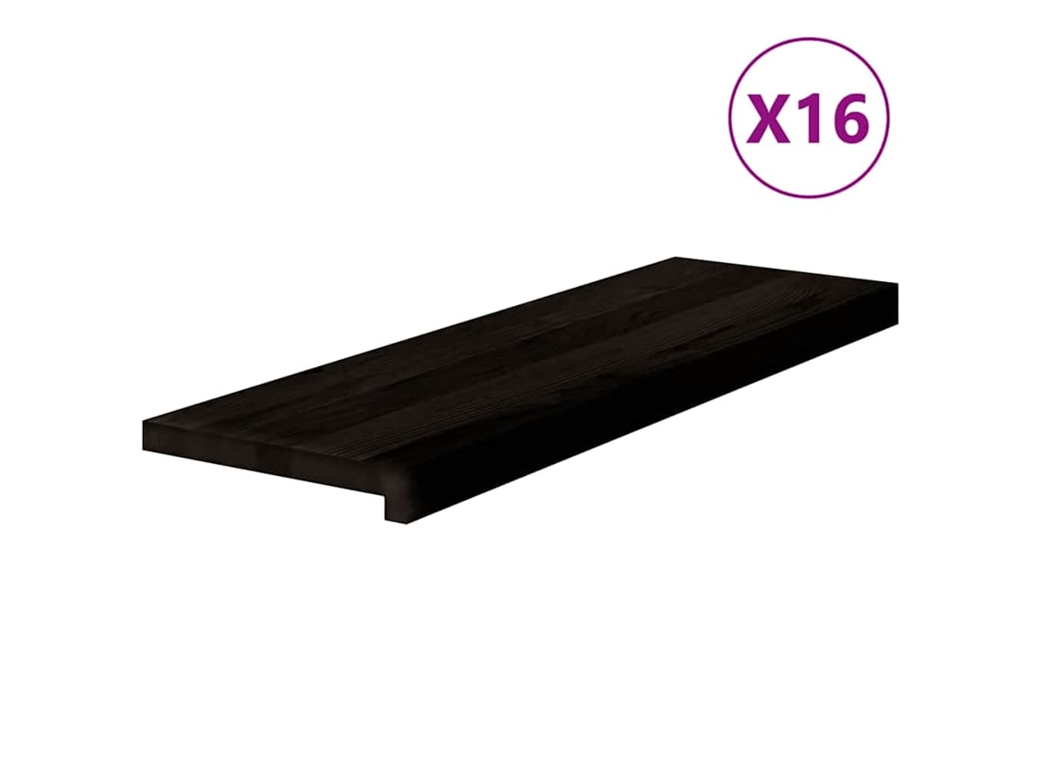 vidaXL Tapetes de escada 16 pcs 80x25x2 cm carvalho castanho escuro