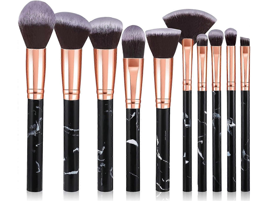 Conjunto De 10 Pincéis De Maquiagem Em Mármore Para Base, Pó, Blush, Esfumar E Sombra. Everley891